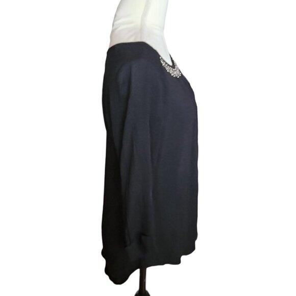 Ella Moss Black 3/4 Sleeve Embellished Top in Size Medium - Picture 3 of 5